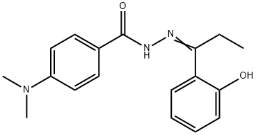 (E)-4-(dimethylamino)-N'-(1-(2-hydroxyphenyl)propylidene)benzohydrazide 化学構造式