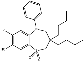 7-bromo-3,3-dibutyl-8-hydroxy-5-phenyl-2,3,4,5-tetrahydrobenzo[b][1,4]thiazepine 1,1-dioxide Structure