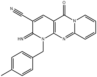 2-imino-1-(4-methylbenzyl)-5-oxo-1,5-dihydro-2H-dipyrido[1,2-a:2',3'-d]pyrimidine-3-carbonitrile 结构式