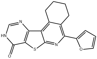 5-(furan-2-yl)-1,2,3,4-tetrahydropyrimido[4',5':4,5]thieno[2,3-c]isoquinolin-8(9H)-one 化学構造式