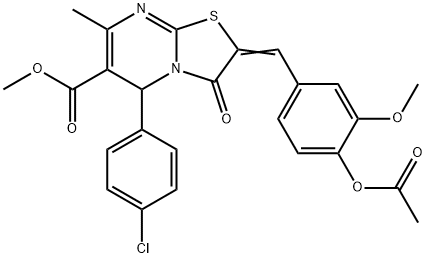 methyl (2E)-2-[4-(acetyloxy)-3-methoxybenzylidene]-5-(4-chlorophenyl)-7-methyl-3-oxo-2,3-dihydro-5H-[1,3]thiazolo[3,2-a]pyrimidine-6-carboxylate Structure