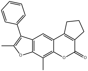 6,8-dimethyl-9-phenyl-2,3-dihydrocyclopenta[c]furo[3,2-g]chromen-4(1H)-one 化学構造式