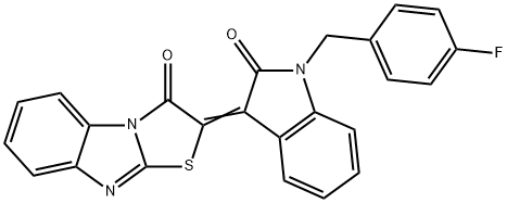 (2E)-2-[1-(4-fluorobenzyl)-2-oxo-1,2-dihydro-3H-indol-3-ylidene][1,3]thiazolo[3,2-a]benzimidazol-3(2H)-one,380867-49-2,结构式