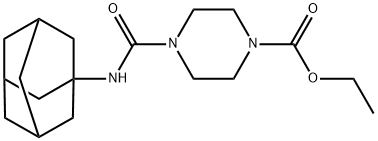 4-(Adamantan-1-ylcarbamoyl)-piperazine-1-carboxylic acid ethyl ester 化学構造式