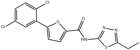 5-(2,5-dichlorophenyl)-N-(5-ethyl-1,3,4-thiadiazol-2-yl)furan-2-carboxamide 结构式