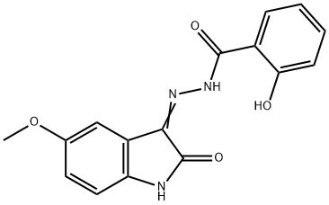 2-hydroxy-N'-(5-methoxy-2-oxo-1,2-dihydro-3H-indol-3-ylidene)benzohydrazide Struktur