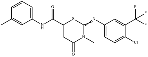 (2Z)-2-{[4-chloro-3-(trifluoromethyl)phenyl]imino}-3-methyl-N-(3-methylphenyl)-4-oxo-1,3-thiazinane-6-carboxamide,442872-91-5,结构式