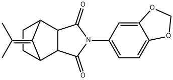 2-(benzo[d][1,3]dioxol-5-yl)-8-(propan-2-ylidene)hexahydro-1H-4,7-methanoisoindole-1,3(2H)-dione Structure