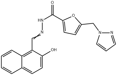 (Z)-5-((1H-pyrazol-1-yl)methyl)-N'-((2-hydroxynaphthalen-1-yl)methylene)furan-2-carbohydrazide Struktur