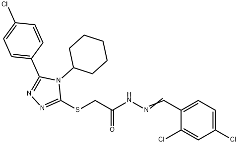 2-{[5-(4-chlorophenyl)-4-cyclohexyl-4H-1,2,4-triazol-3-yl]sulfanyl}-N'-[(E)-(2,4-dichlorophenyl)methylidene]acetohydrazide Structure