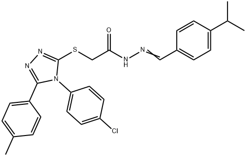 2-{[4-(4-chlorophenyl)-5-(4-methylphenyl)-4H-1,2,4-triazol-3-yl]sulfanyl}-N'-{(E)-[4-(propan-2-yl)phenyl]methylidene}acetohydrazide Structure