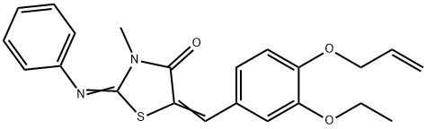 (2E,5E)-5-[3-ethoxy-4-(prop-2-en-1-yloxy)benzylidene]-3-methyl-2-(phenylimino)-1,3-thiazolidin-4-one Structure