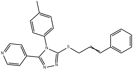 4-[4-(4-methylphenyl)-5-{[(2E)-3-phenylprop-2-en-1-yl]sulfanyl}-4H-1,2,4-triazol-3-yl]pyridine Struktur