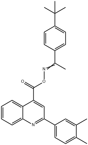 (Z)-1-(4-(tert-butyl)phenyl)ethanone O-(2-(3,4-dimethylphenyl)quinoline-4-carbonyl) oxime 化学構造式