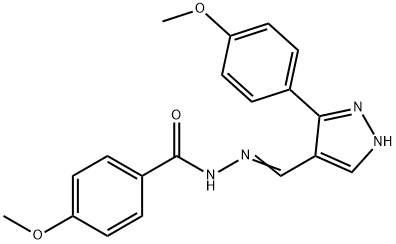 (Z)-4-methoxy-N'-((3-(4-methoxyphenyl)-1H-pyrazol-4-yl)methylene)benzohydrazide Structure