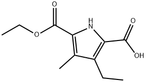 5-(乙氧基羰基)-3-乙基-4-甲基-1H-吡咯-2-羧酸, 53365-89-2, 结构式