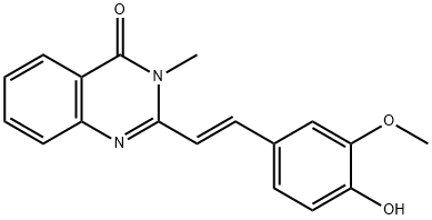 (E)-2-(4-hydroxy-3-methoxystyryl)-3-methylquinazolin-4(3H)-one Struktur
