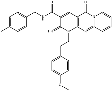 2-imino-1-[2-(4-methoxyphenyl)ethyl]-N-(4-methylbenzyl)-5-oxo-1,5-dihydro-2H-dipyrido[1,2-a:2',3'-d]pyrimidine-3-carboxamide 结构式