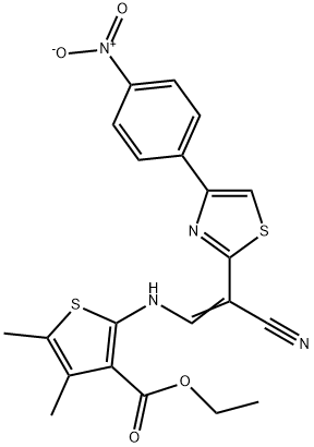 (E)-ethyl 2-((2-cyano-2-(4-(4-nitrophenyl)thiazol-2-yl)vinyl)amino)-4,5-dimethylthiophene-3-carboxylate|