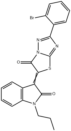 (3Z)-3-[2-(2-bromophenyl)-6-oxo[1,3]thiazolo[3,2-b][1,2,4]triazol-5(6H)-ylidene]-1-propyl-1,3-dihydro-2H-indol-2-one 化学構造式