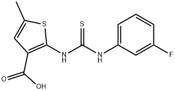 2-(3-(3-fluorophenyl)thioureido)-5-methylthiophene-3-carboxylic acid Structure