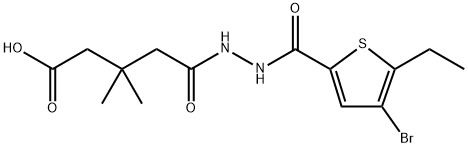 5-(2-(4-bromo-5-ethylthiophene-2-carbonyl)hydrazinyl)-3,3-dimethyl-5-oxopentanoic acid 化学構造式