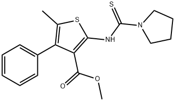 methyl 5-methyl-4-phenyl-2-(pyrrolidine-1-carbothioamido)thiophene-3-carboxylate Structure