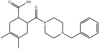 6-(4-benzylpiperazine-1-carbonyl)-3,4-dimethylcyclohex-3-enecarboxylic acid,588693-33-8,结构式