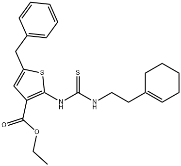 ethyl 5-benzyl-2-(3-(2-(cyclohex-1-en-1-yl)ethyl)thioureido)thiophene-3-carboxylate Structure