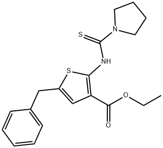 ethyl 5-benzyl-2-(pyrrolidine-1-carbothioamido)thiophene-3-carboxylate Structure