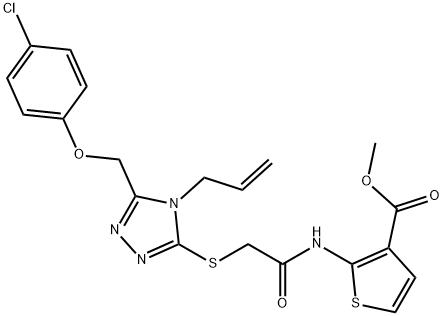 methyl 2-(2-((4-allyl-5-((4-chlorophenoxy)methyl)-4H-1,2,4-triazol-3-yl)thio)acetamido)thiophene-3-carboxylate Structure