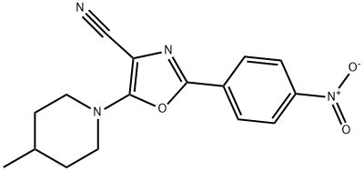 5-(4-methylpiperidin-1-yl)-2-(4-nitrophenyl)-1,3-oxazole-4-carbonitrile 化学構造式