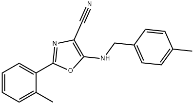 5-[(4-methylbenzyl)amino]-2-(2-methylphenyl)-1,3-oxazole-4-carbonitrile Struktur