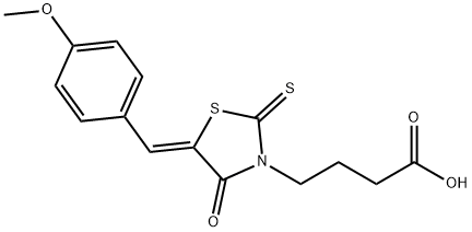 3-Thiazolidinebutanoic acid, 5-[(4-methoxyphenyl)methylene]-4-oxo-2-thioxo-, (5Z)- 化学構造式