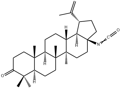 (1R,3aS,5aR,5bR,7aR,11aR,11bR,13aR,13bR)-3a-isocyanato-5a,5b,8,8,11a-pentamethyl-1-(prop-1-en-2-yl)octadecahydro-1H-cyclopenta[a]chrysen-9(5bH)-one 化学構造式