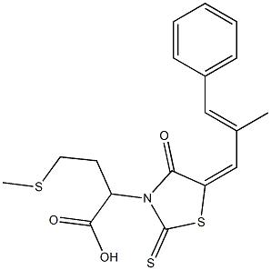 2-[5-(2-methyl-3-phenyl-2-propenylidene)-4-oxo-2-thioxo-1,3-thiazolidin-3-yl]-4-(methylsulfanyl)butanoic acid 结构式