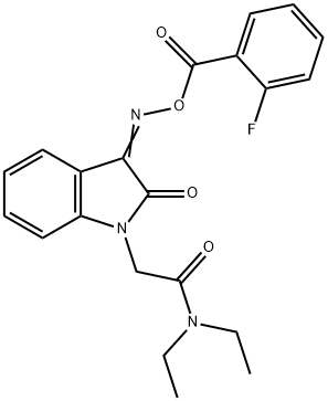 (Z)-N,N-diethyl-2-(3-(((2-fluorobenzoyl)oxy)imino)-2-oxoindolin-1-yl)acetamide Struktur