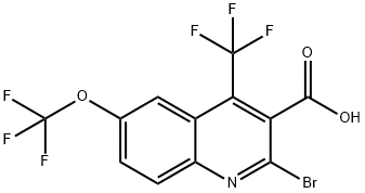 2-Bromo-6-(trifluoromethoxy)-4-(trifluoromethyl)quinoline-3-carboxylic acid Structure