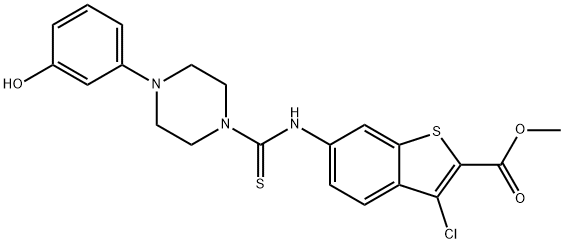 methyl 3-chloro-6-(4-(3-hydroxyphenyl)piperazine-1-carbothioamido)benzo[b]thiophene-2-carboxylate 化学構造式