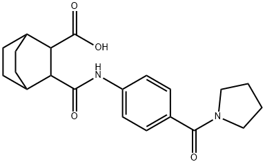 3-((4-(pyrrolidine-1-carbonyl)phenyl)carbamoyl)bicyclo[2.2.2]octane-2-carboxylic acid 化学構造式