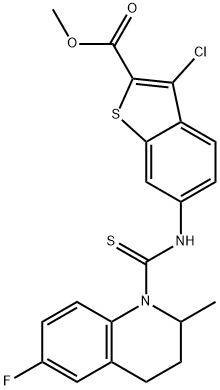 methyl 3-chloro-6-(6-fluoro-2-methyl-1,2,3,4-tetrahydroquinoline-1-carbothioamido)benzo[b]thiophene-2-carboxylate Structure