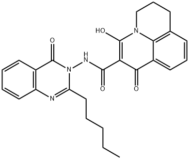 3-hydroxy-1-oxo-N-(4-oxo-2-pentylquinazolin-3(4H)-yl)-1,5,6,7-tetrahydropyrido[3,2,1-ij]quinoline-2-carboxamide Structure