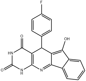 5-(4-fluorophenyl)-5H-indeno[2',1':5,6]pyrido[2,3-d]pyrimidine-2,4,6-triol Structure