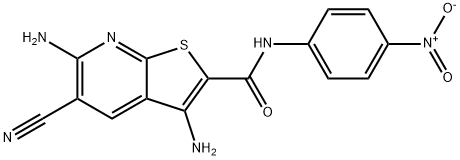 3,6-diamino-5-cyano-N-(4-nitrophenyl)thieno[2,3-b]pyridine-2-carboxamide 化学構造式