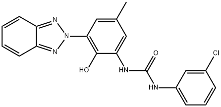 1-(3-(2H-benzo[d][1,2,3]triazol-2-yl)-2-hydroxy-5-methylphenyl)-3-(3-chlorophenyl)urea Struktur