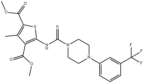 dimethyl 3-methyl-5-(4-(3-(trifluoromethyl)phenyl)piperazine-1-carbothioamido)thiophene-2,4-dicarboxylate Structure