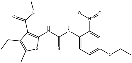 methyl 2-(3-(4-ethoxy-2-nitrophenyl)thioureido)-4-ethyl-5-methylthiophene-3-carboxylate,701951-80-6,结构式