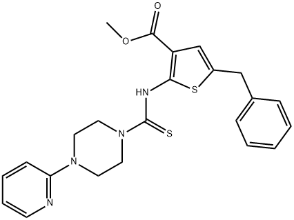 methyl 5-benzyl-2-(4-(pyridin-2-yl)piperazine-1-carbothioamido)thiophene-3-carboxylate Structure