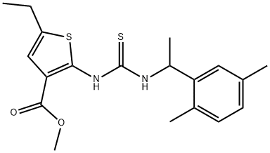 methyl 2-(3-(1-(2,5-dimethylphenyl)ethyl)thioureido)-5-ethylthiophene-3-carboxylate,708243-13-4,结构式