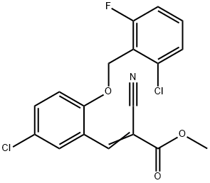 (Z)-methyl 3-(5-chloro-2-((2-chloro-6-fluorobenzyl)oxy)phenyl)-2-cyanoacrylate 化学構造式